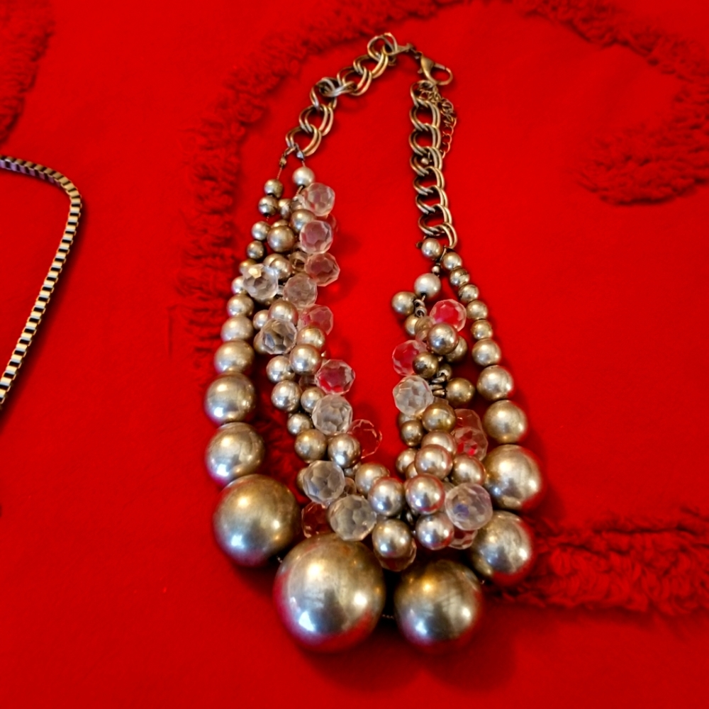 SOLD Silver necklace double strand /Vintage